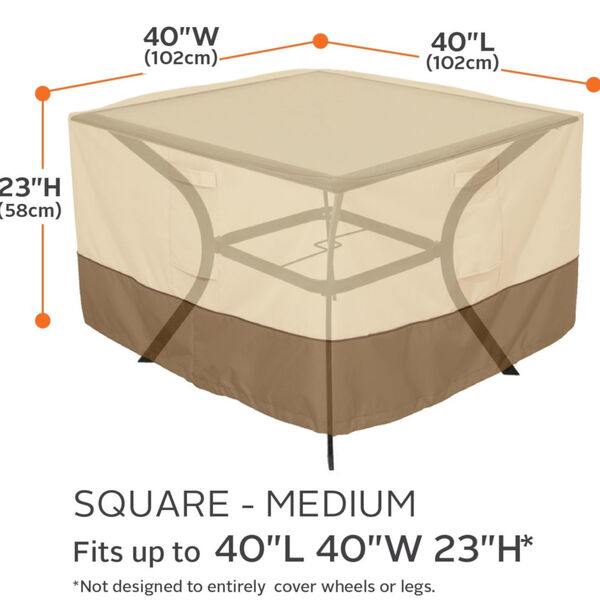 Ash Beige and Brown 40-Inch Square Patio Table Cover, image 4
