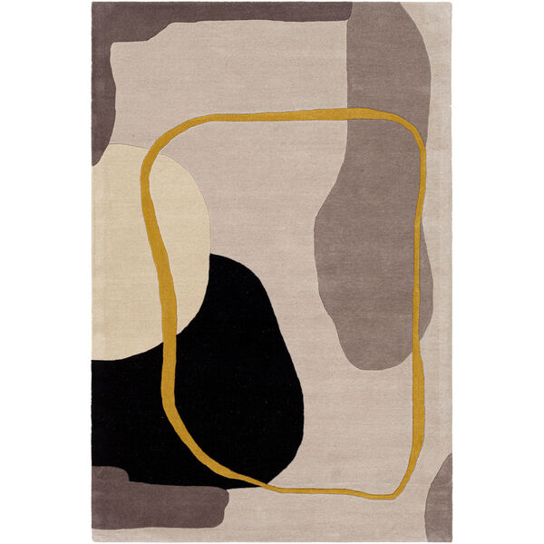 Queens Mustard, Light Gray and Ivory Rectangular Area Rug, image 1