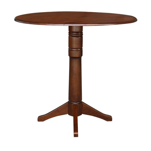 Espresso 42-Inch Round Dual Drop Leaf Pedestal Dining Table, image 1