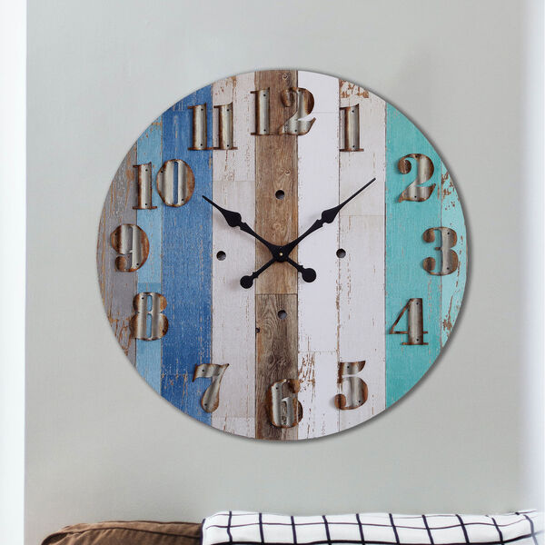 Blue and White 30 In. Round Wall Clock, image 3
