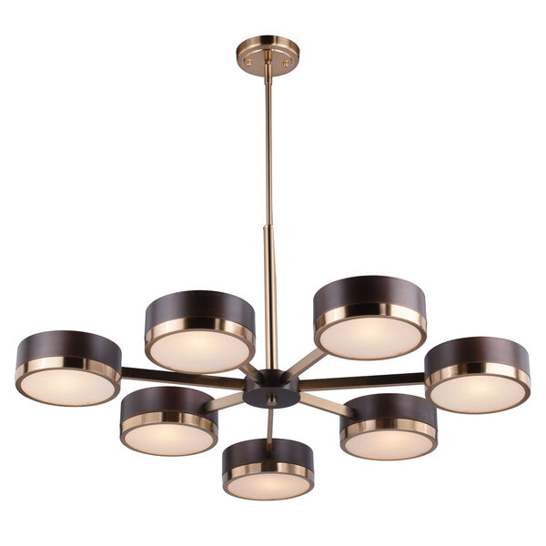 Madison Architectural Bronze with Natural Brass Seven-Light Chandelier, image 1