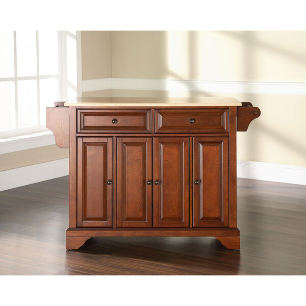 LaFayette Natural Wood Top Kitchen Island in Classic Cherry Finish, image 5