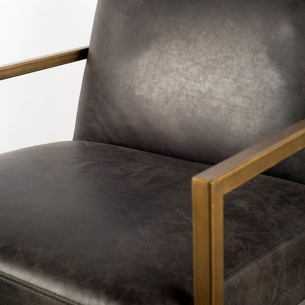 Armelle I Black and Gold Leather Arm Chair, image 2