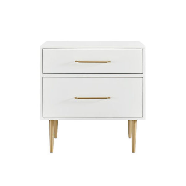 Cameron White Gold Two-Drawer Nightstand, image 2
