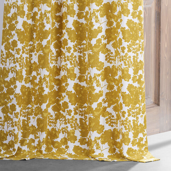 Fleur Gold Printed Cotton Blackout Single Panel Curtain, image 5