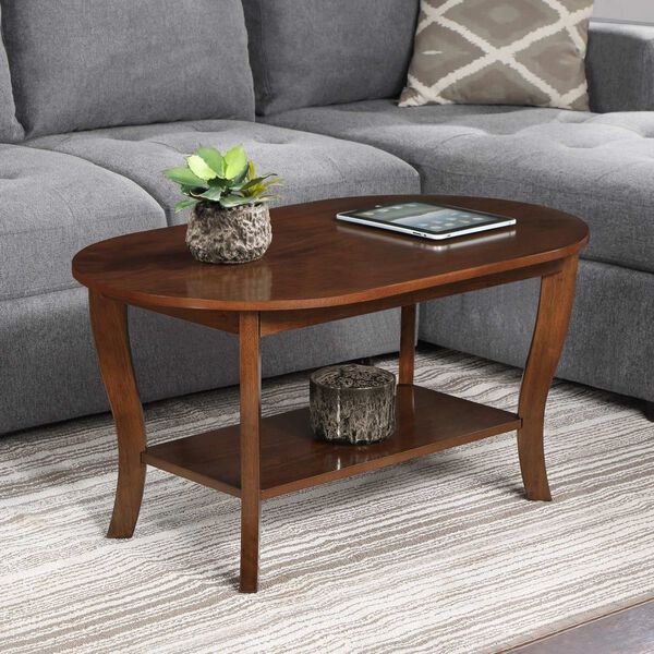 American Heritage Espresso Oval Coffee Table with Shelf, image 2