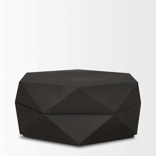 Arreto Black Hexagonal Hinged Wood Top and Base Coffee Table, image 4