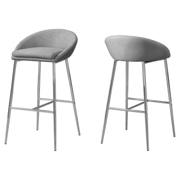 Gray and Chrome 36-Inch Bar Height Bar Stool, 2 Pieces, image 1