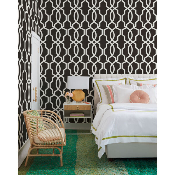 Geometric Resource Library Black and White Hourglass Trellis Wallpaper, image 3
