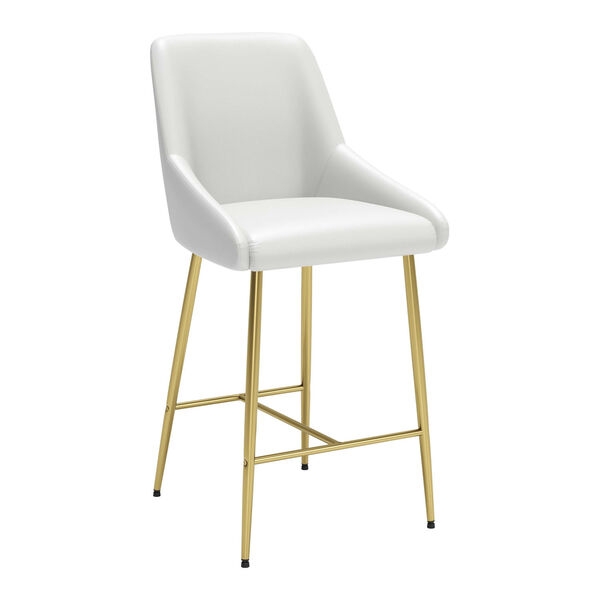 Madelaine White and Gold Counter Height Bar Stool, image 1