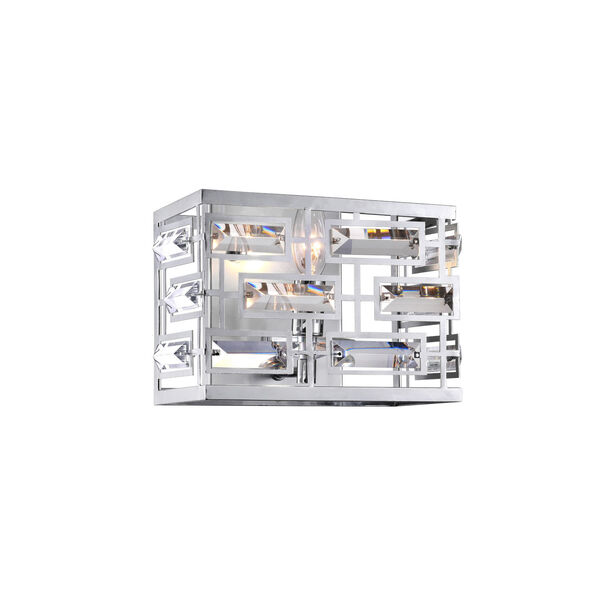 Petia Chrome One-Light Vanity Wall Sconce with K9 Crystal, image 1