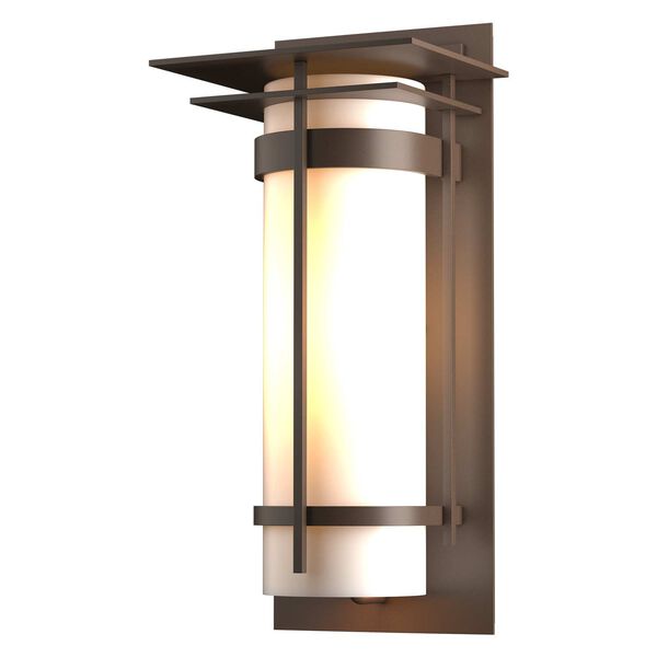 Banded Coastal Bronze One-Light Outdoor Sconce with Opal Glass, image 1