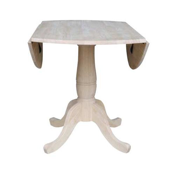 Gray and Beige 30-Inch Round Dual Drop Leaf Pedestal Table, image 2