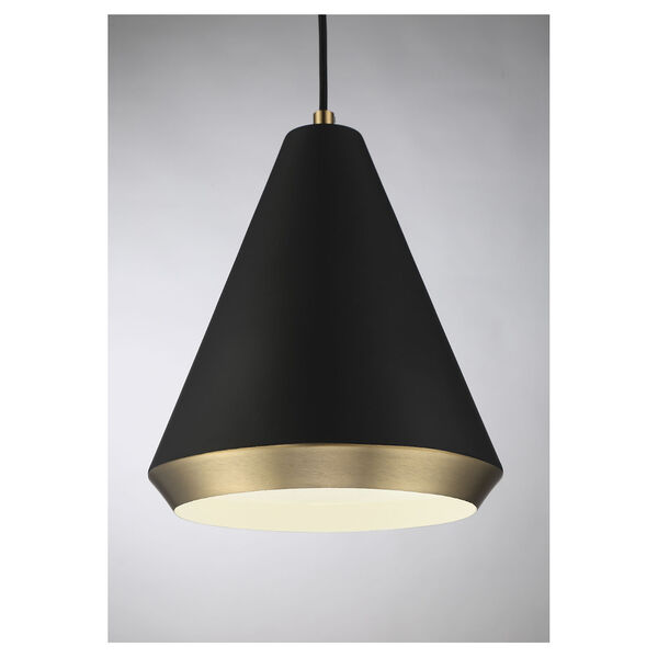 Chelsea Matte Black and Natural Brass 10-Inch One-Light Pendant, image 5