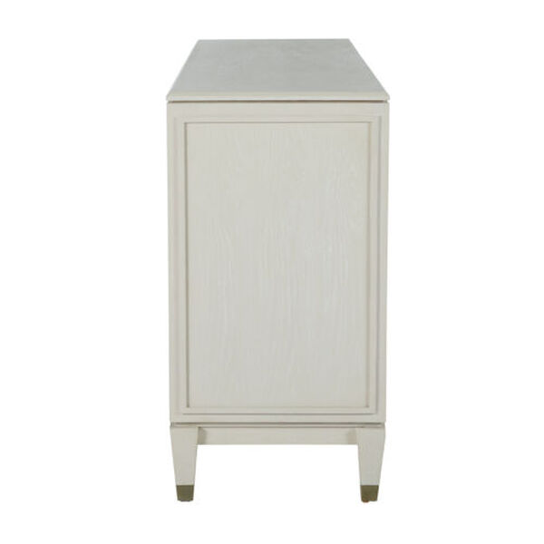 Strella Stainless Champagne and Cerused White Cabinet, image 5