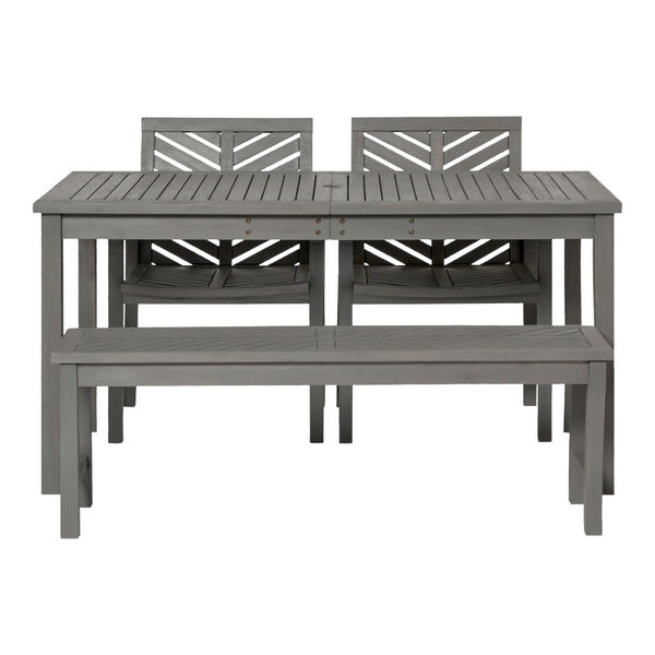 Gray Wash 32-Inch Four-Piece Chevron Outdoor Dining Set, image 5