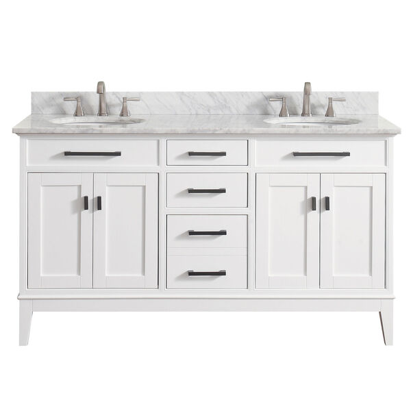 Madison White 61-Inch Double Sink Vanity Combo, image 1
