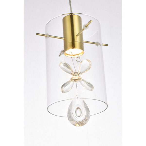 Hana Gold One-Light LED Mini-Pendant with Royal Cut Clear Crystal, image 4