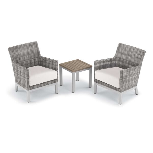 Argento and Travira Eggshell White Three-Piece Outdoor Club Chair and End Table Set, image 1