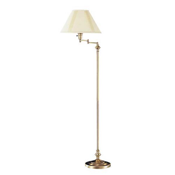 Antique Brass Swing Arm Floor Lamp, image 1