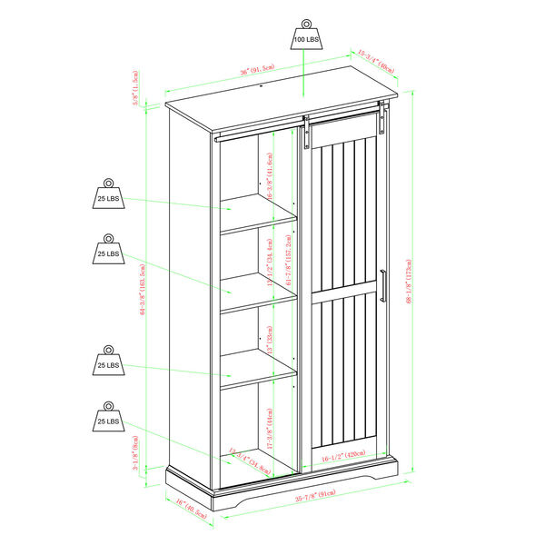 Barn Door Grey Wash Storage Cabinet, image 6