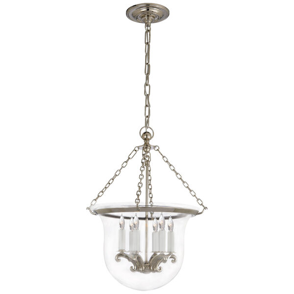 Country Medium Bell Jar Lantern in Polished Nickel by Chapman and Myers, image 1