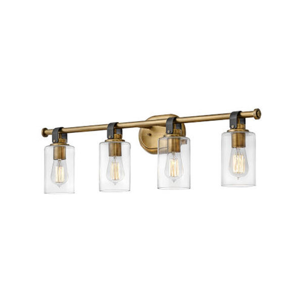 Halstead Heritage Brass Four-Light Bath Vanity With Clear Glass, image 4