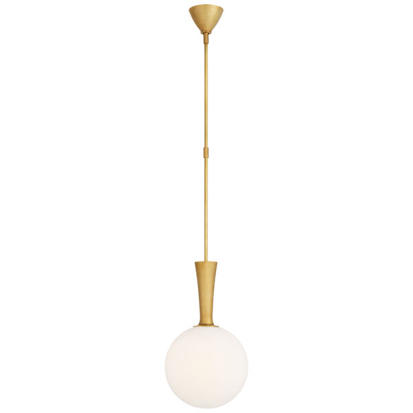 Sesia Small Globe Pendant in Hand-Rubbed Antique Brass with White Glass by AERIN, image 1