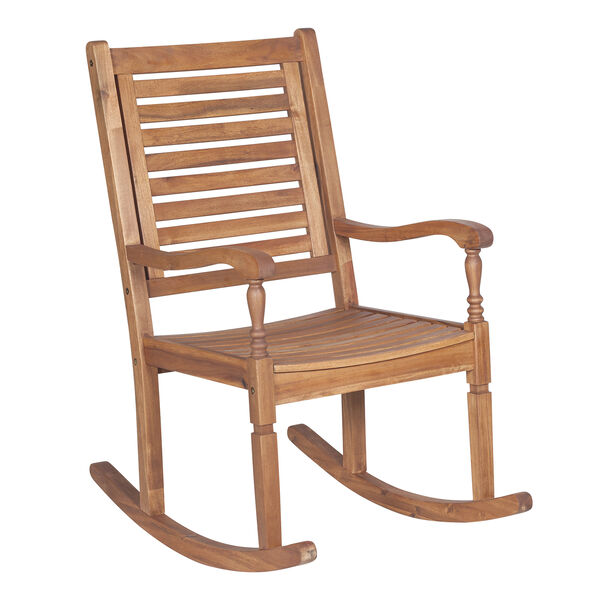 Solid Acacia Wood Rocking Patio Chair, Brown, image 2