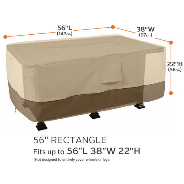 Ash Beige and Brown 56-Inch Rectangular Fire Pit Table Cover, image 4