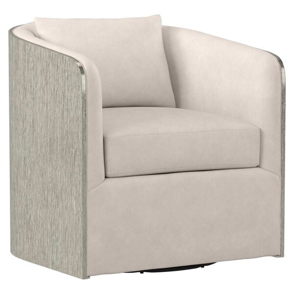 Eliot Beige Leather Swivel Chair, image 2