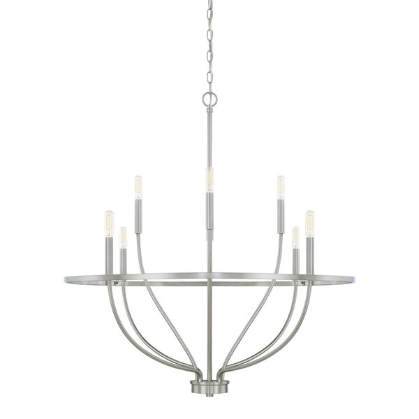 HomePlace Greyson Brushed Nickel 34-Inch Eight-Light Chandelier, image 1