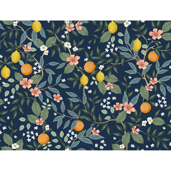 Navy Citrus Grove Peel and Stick Wallpaper, image 1