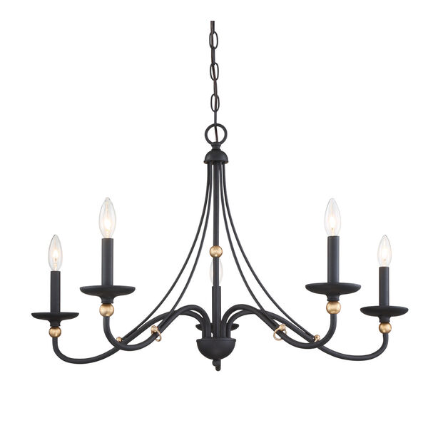 Westchester County Sand Coal And Skyline Gold Leaf Five-Light 34-Inch Chandelier, image 1