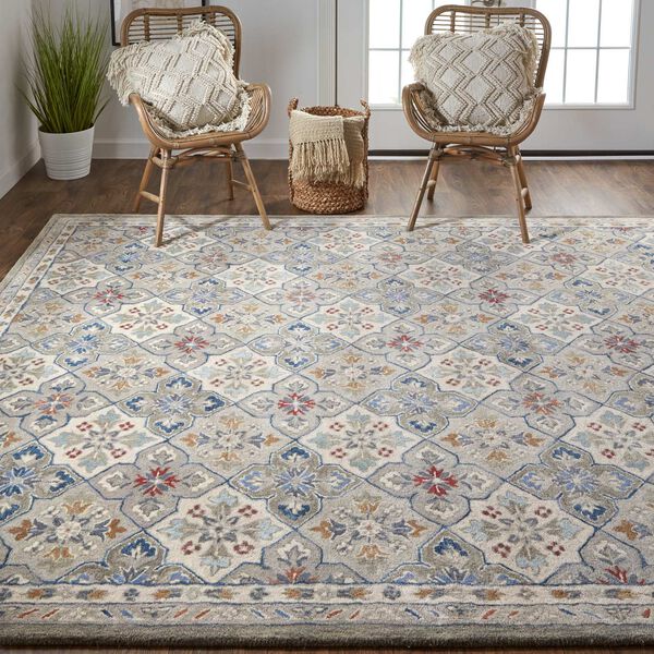Rylan Taupe Ivory Red Area Rug, image 4