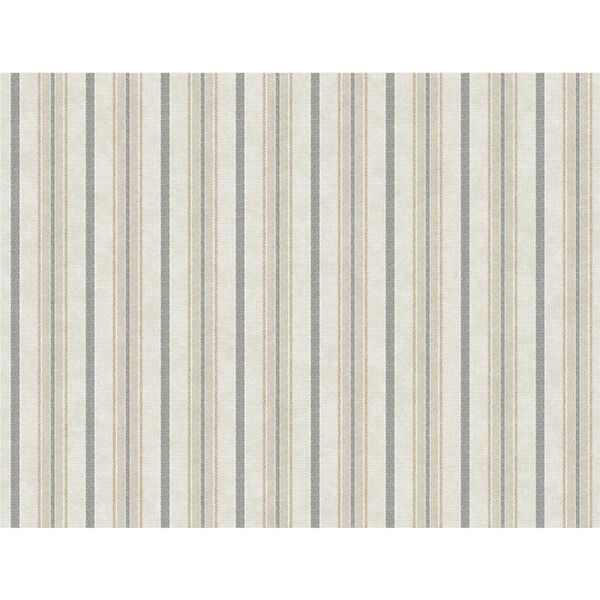 Stripes Resource Library Gray and Cream Shirting Stripe Wallpaper – SAMPLE SWATCH ONLY, image 1