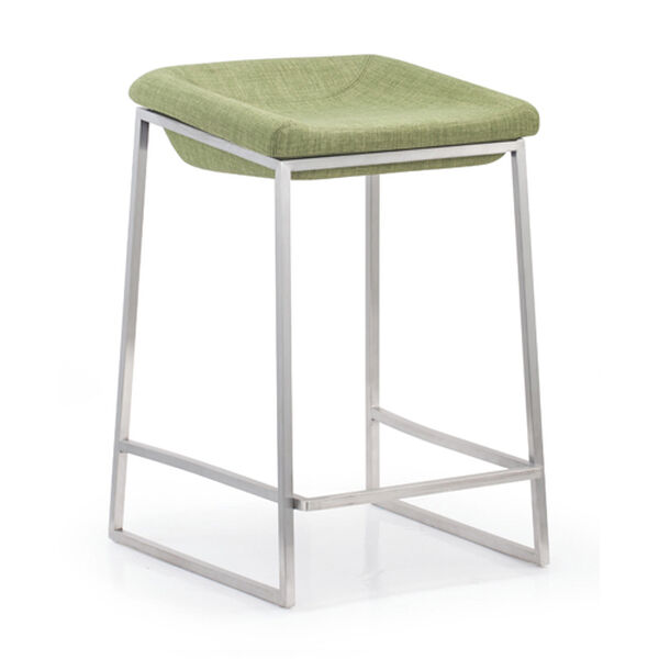 Lids Green and Brushed Stainless Steel Counter Chair, Set of Two, image 1