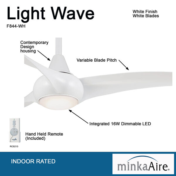 Light Wave White LED 52-Inch Ceiling Fan, image 5