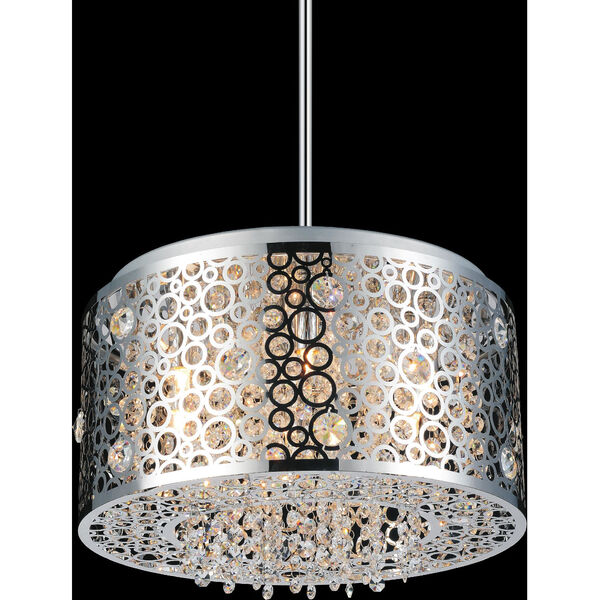 Bubbles Chrome Six-Light Drum Shade Chandelier with K9 Clear Crystals, image 6