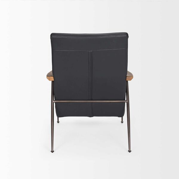 Grosjean Black Leather With Black Metal Frame Accent Chair, image 5