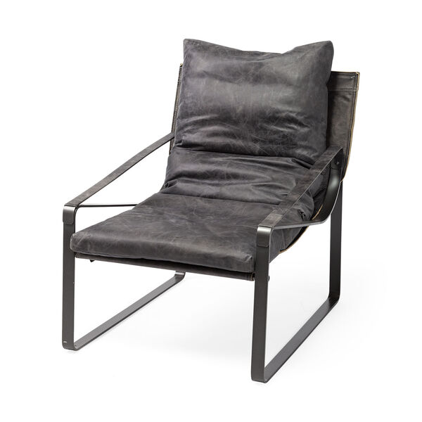 Hornet II Black Leather Arm Chair, image 1