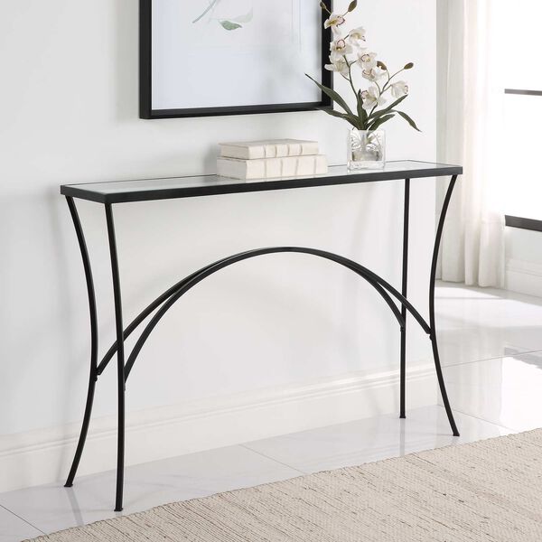 Alayna Black Metal and Glass Console Table, image 4