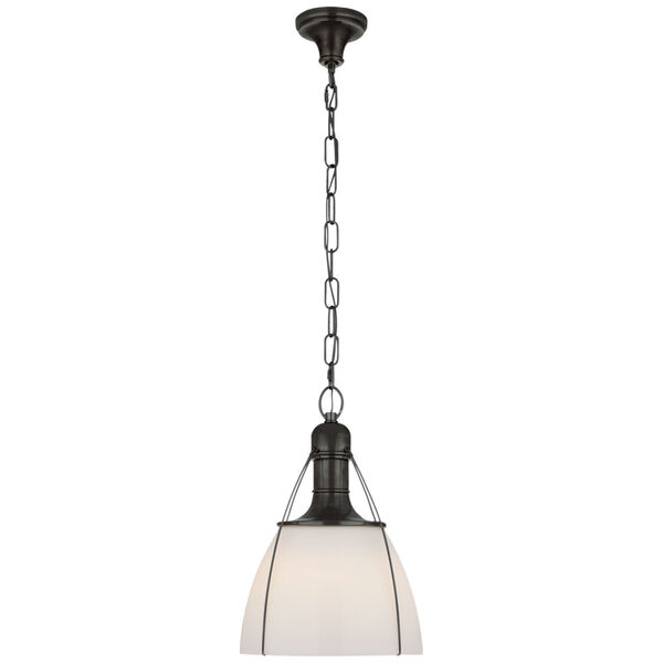 Prestwick 14-Inch Pendant in Bronze with White Glass by Chapman  and  Myers, image 1