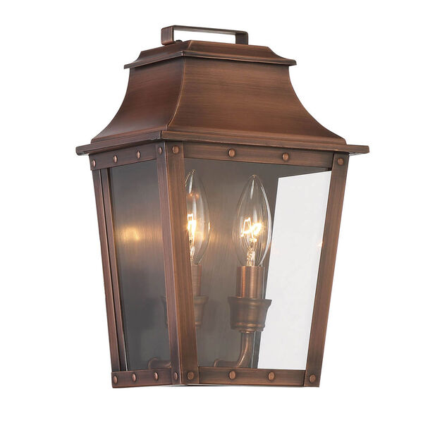 Coventry Copper Patina 11-Inch Two-Light Outdoor Wall Mount, image 1