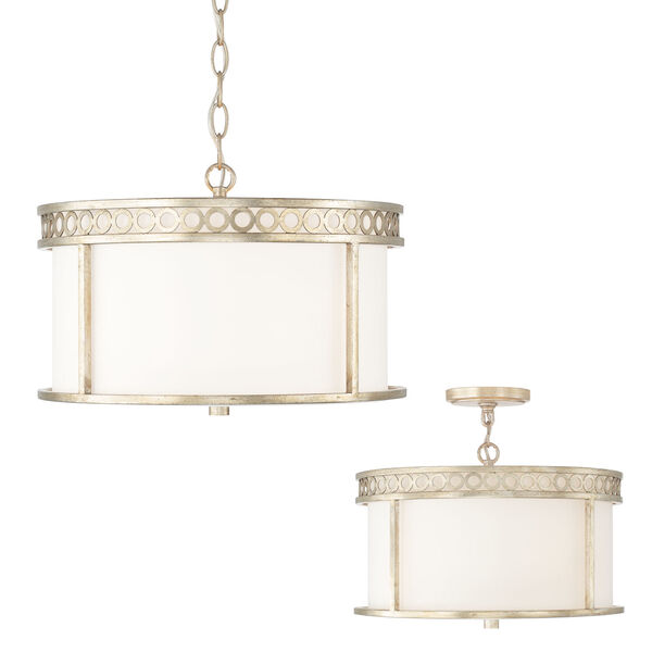 Isabella Winter Gold and White Four-Light Dual Semi-Flush with White Fabric Shade, image 3