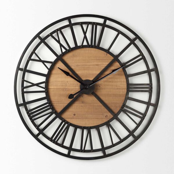 Lewiston Black and Brown Round Wall Clock, image 2