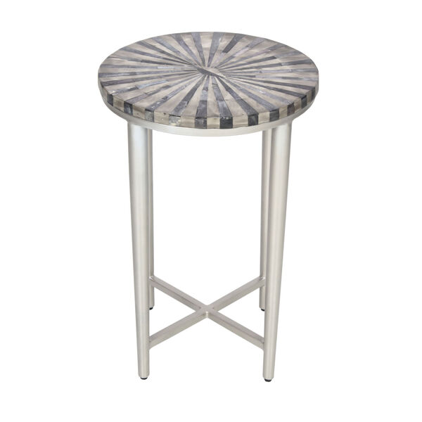 Grey Bone Antique Silver Finish Accent Table, image 4