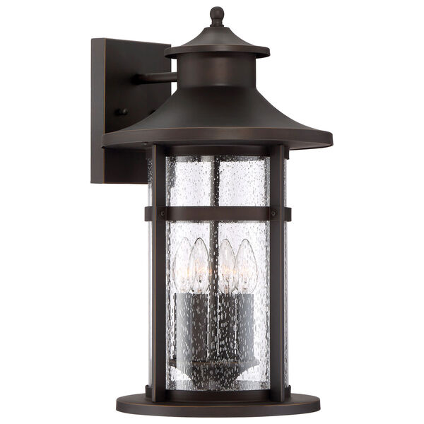 Highland Ridge Oil Rubbed Bronze with Gold Highlights Four-Light Outdoor Wall Mount with Seedy Glass, image 1