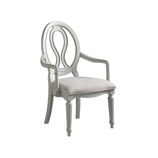Summer Hill French Gray and Ivory Pierced Back Arm Chair, Set of 2, image 1
