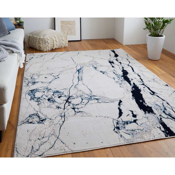 Indio Abstract Ivory Blue Black Area Rug, image 3